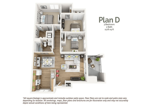 Three bedroom floor plan